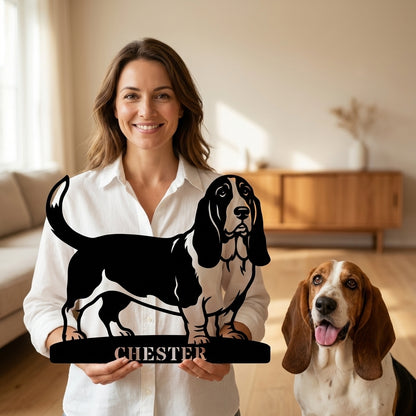 Personalized basset hound Metal Sign. Custom Dog Owner Wall Decor Gift