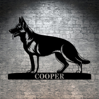 Personalized German Shepherd Name Metal Sign Gift. Custom Dog Owner Wall Decor Display