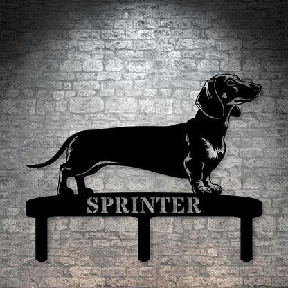 Personalized Dachshund Garden Metal Sign With Stakes. Custom Dog Lover Name Gift