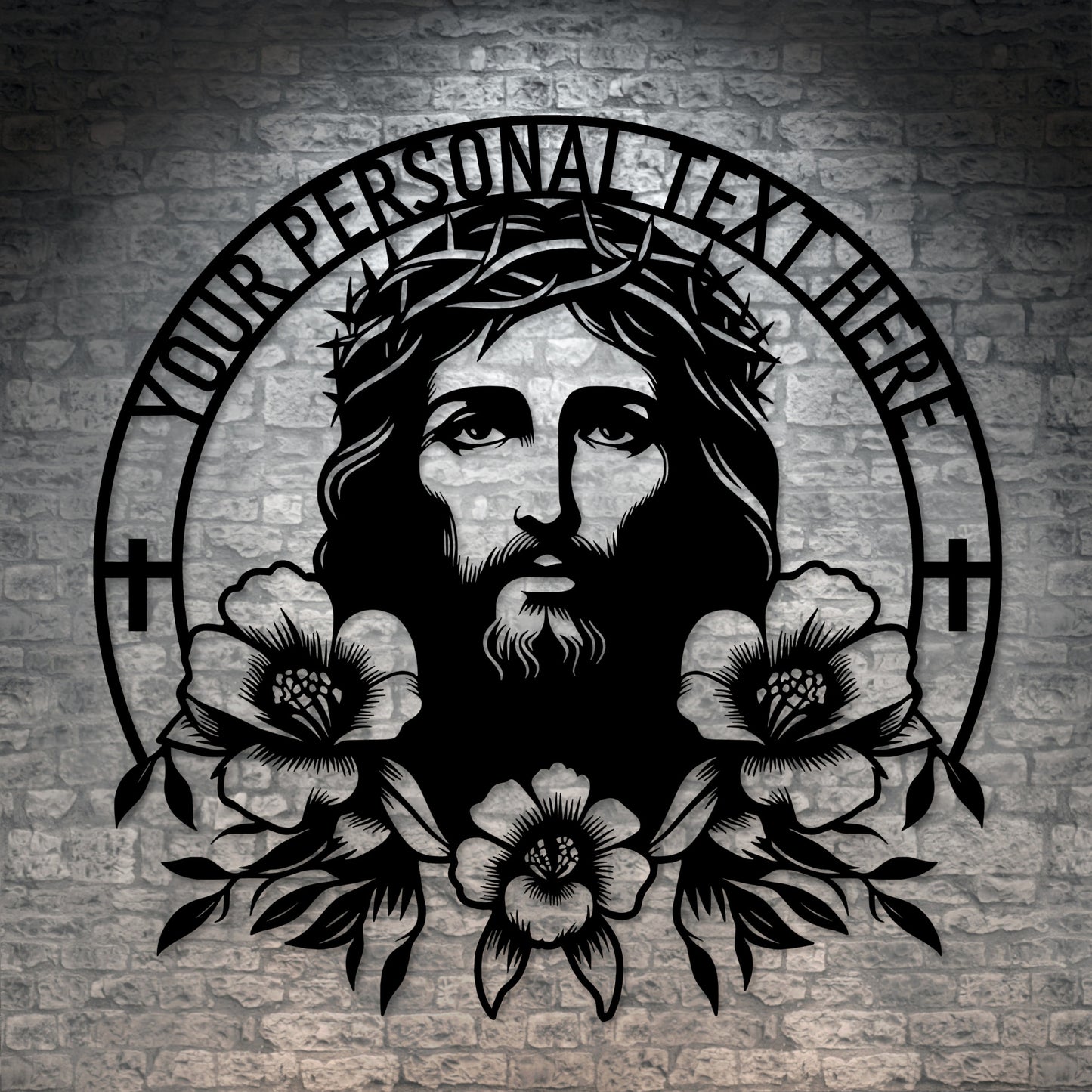 Personalized Jesus Metal Art sign. Custom Christian Wall Decor Gift. Religious Wall Hanging. Unique Floral Faith Decoration. Spiritual Decor