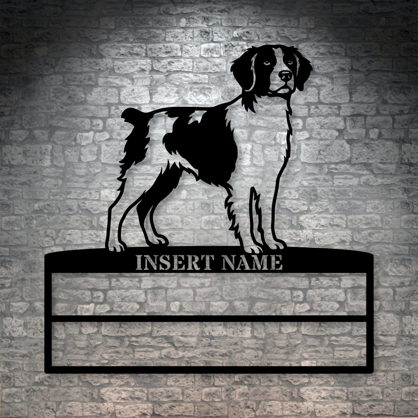 Personalized Brittany Dog Rosette Name Metal Sign Champion Display