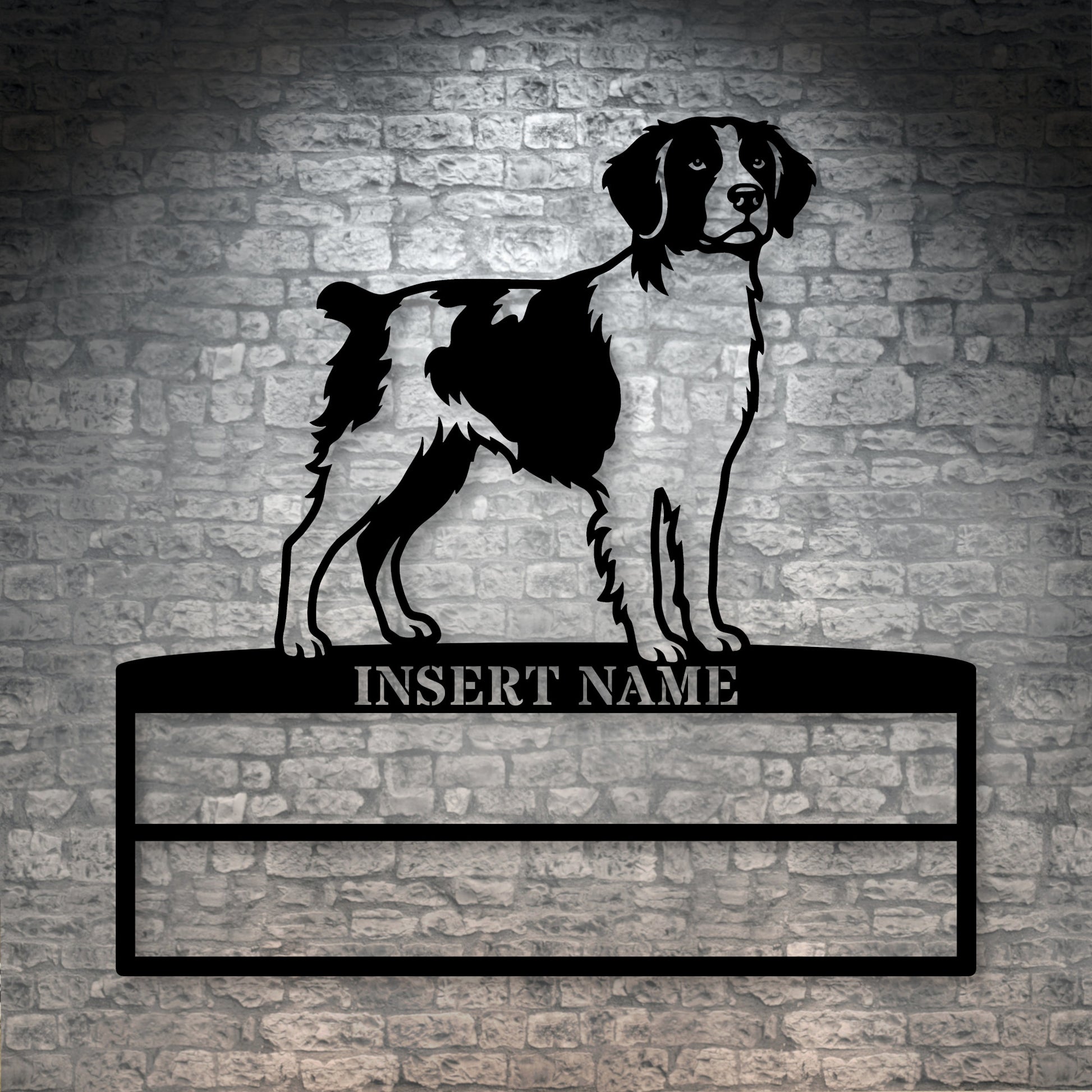 Personalized Brittany Dog Rosette Name Metal Sign Champion Display
