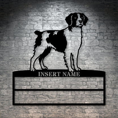Personalized Brittany Dog Rosette Name Metal Sign Champion Display