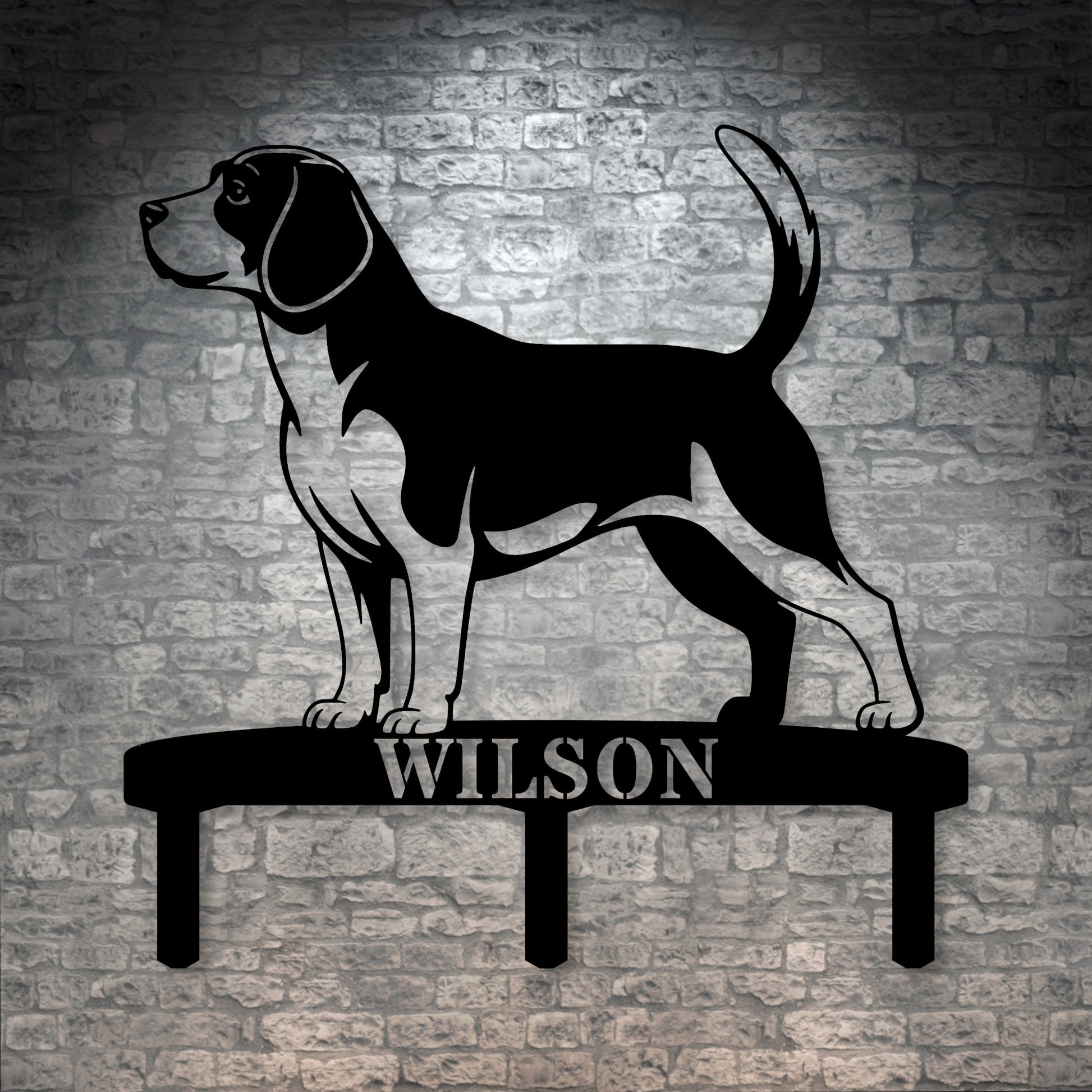 Personalized Beagle Garden Metal Sign With Stakes. Custom Dog Lover Name Gift