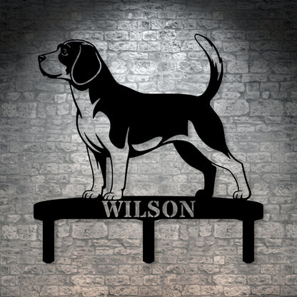 Personalized Beagle Garden Metal Sign With Stakes. Custom Dog Lover Name Gift