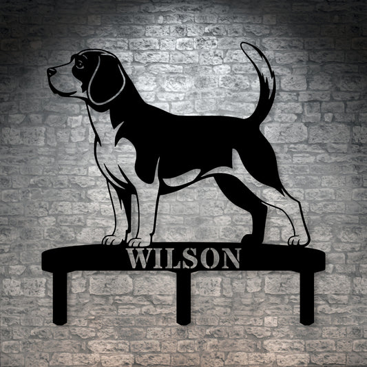 Personalized Beagle Garden Metal Sign With Stakes. Custom Dog Lover Name Gift
