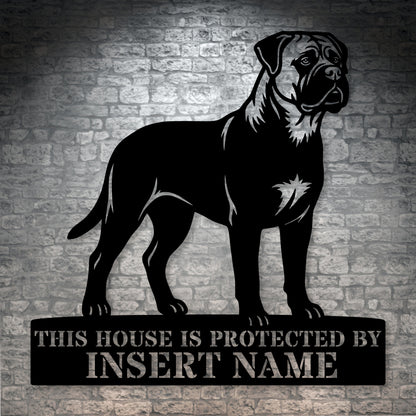 Bullmastiff Guard Dog Name Metal Sign. Custom Dog  Wall Decor