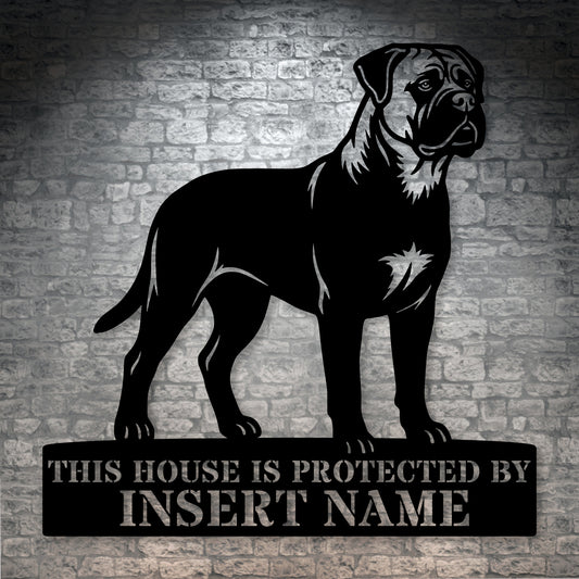 Bullmastiff Guard Dog Name Metal Sign. Custom Dog  Wall Decor