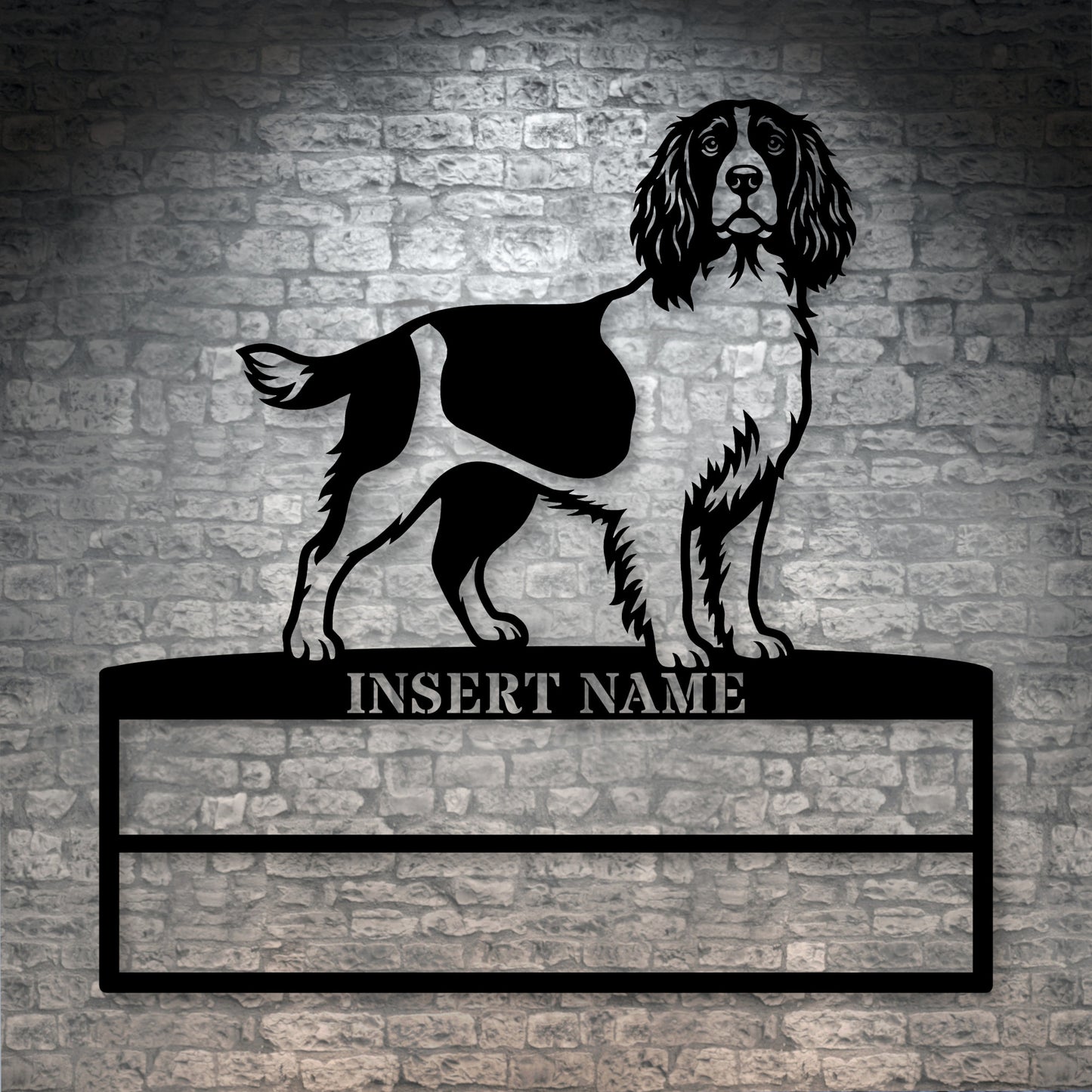 Personalized English Springer Spaniel Rosette Name Metal Sign Champion Display