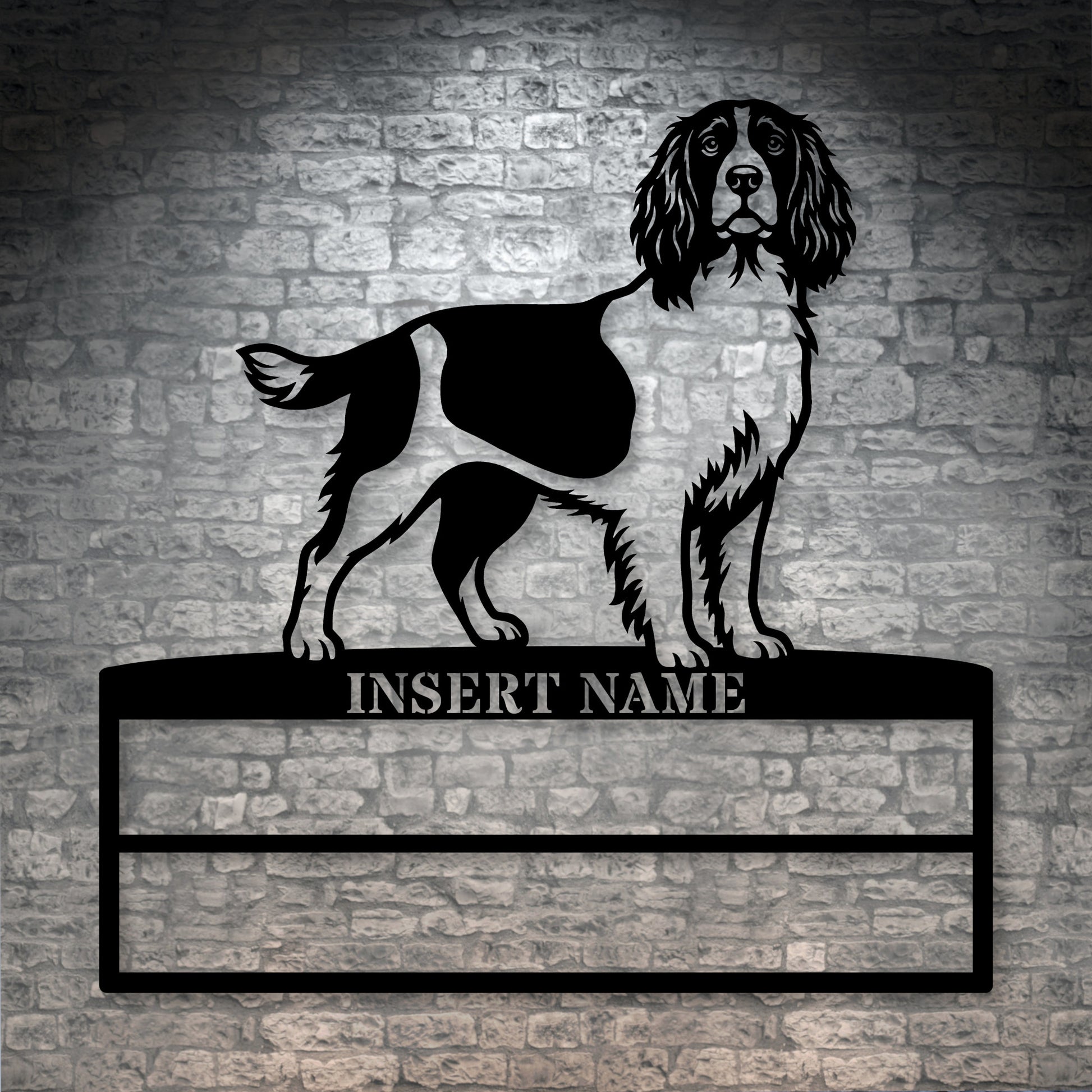 Personalized English Springer Spaniel Rosette Name Metal Sign Champion Display