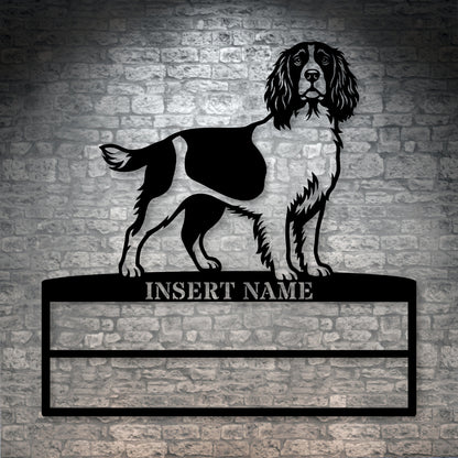 Personalized English Springer Spaniel Rosette Name Metal Sign Champion Display