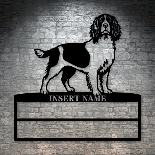 Personalized English Springer Spaniel Rosette Name Metal Sign Champion Display