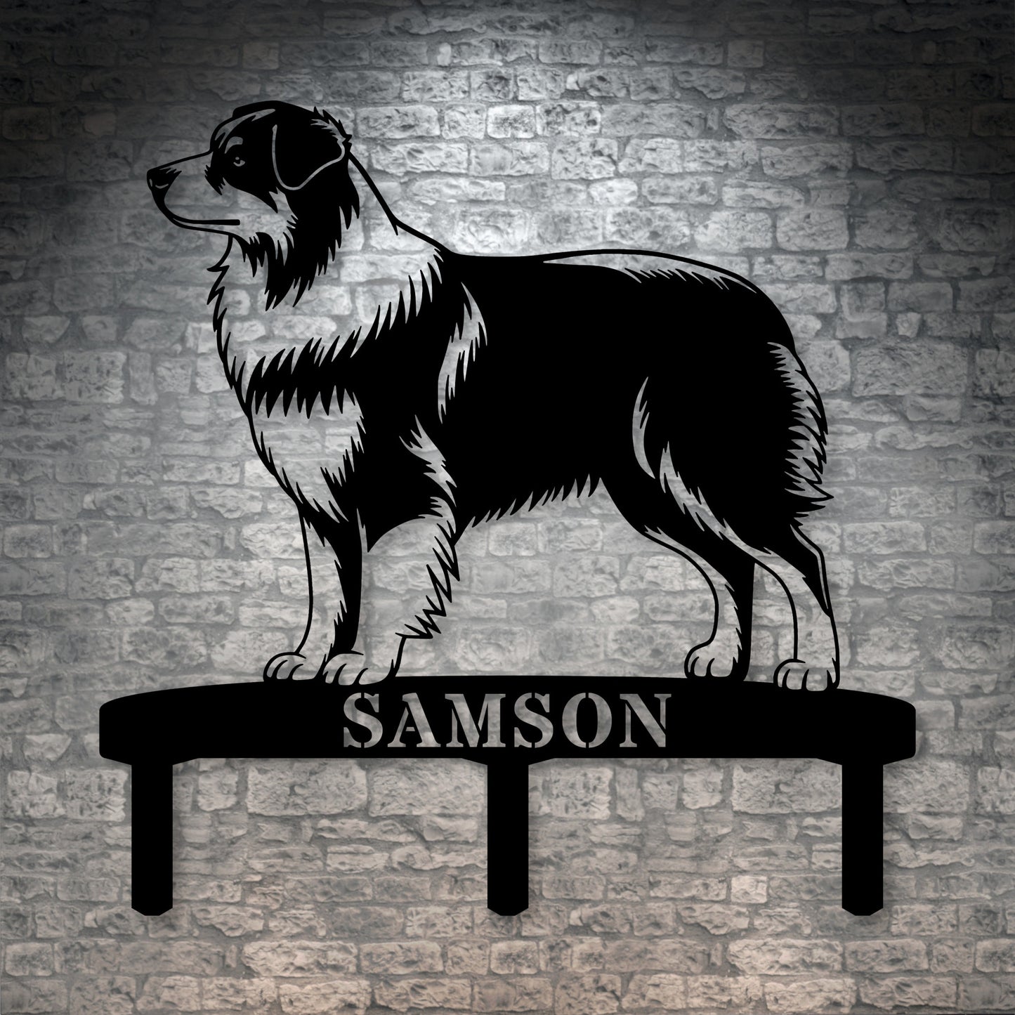 Personalized Australian Shepherd Garden Metal Sign With Stakes. Custom Dog Name Gift