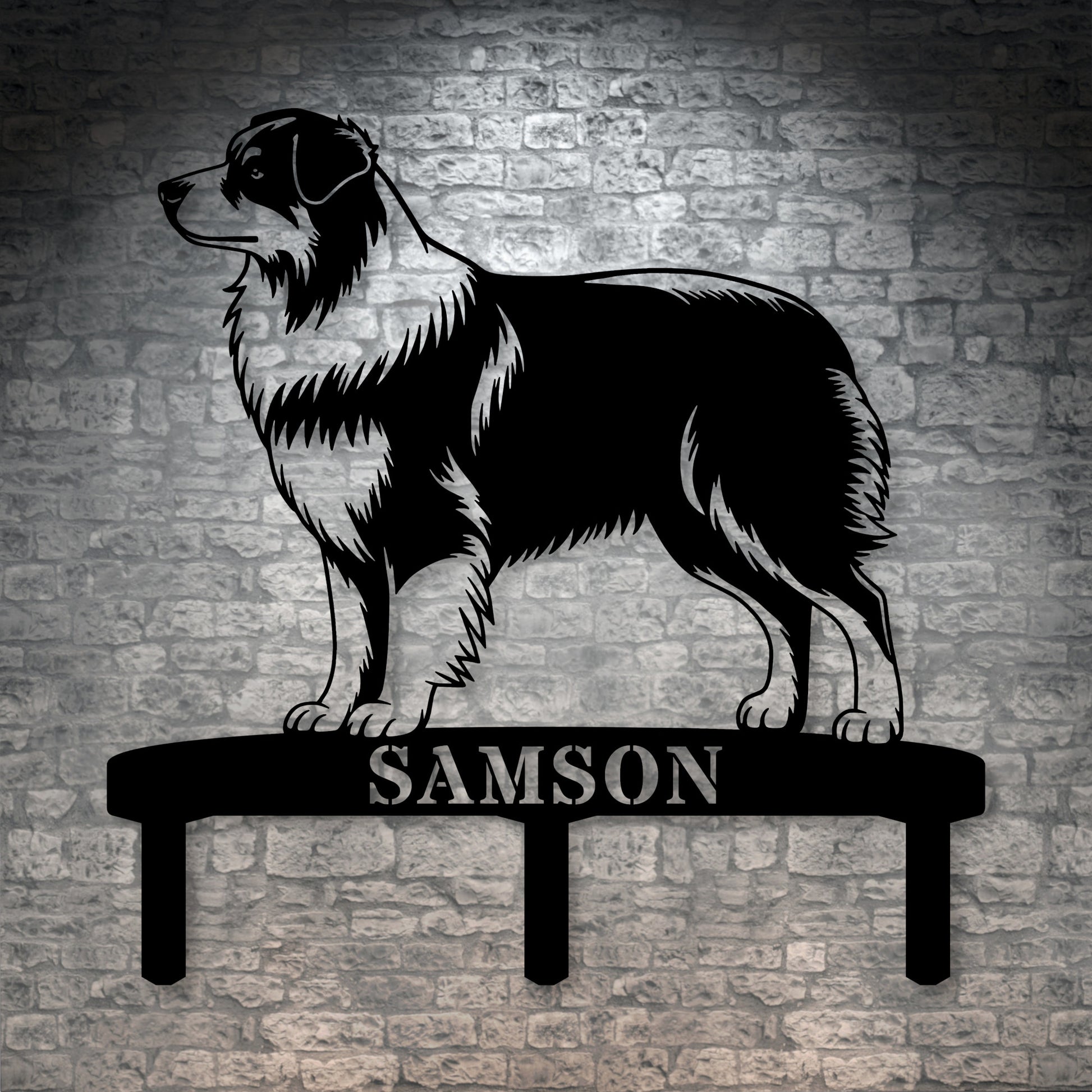 Personalized Australian Shepherd Garden Metal Sign With Stakes. Custom Dog Name Gift