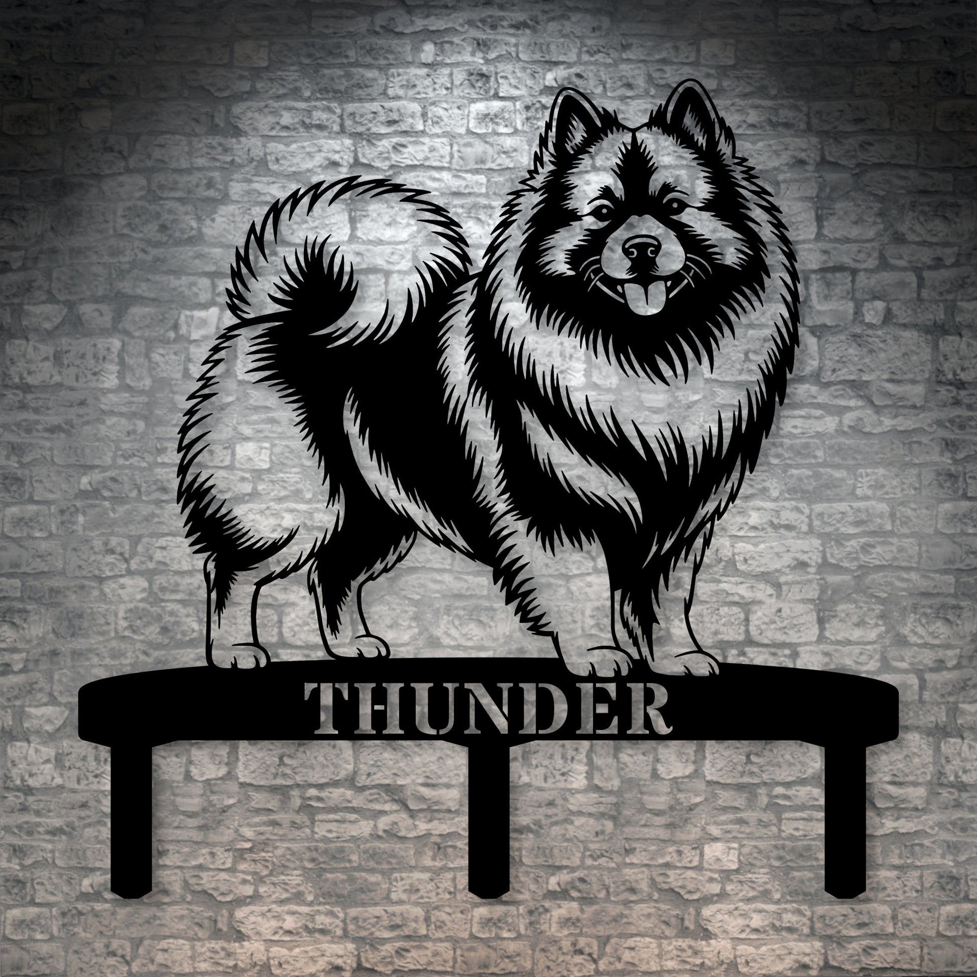Personalized Keeshond Garden Metal Sign With Stakes. Custom Dog Lover Name Gift