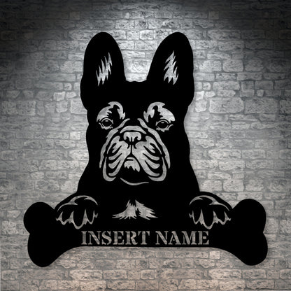 Personalized French Bulldog Name Metal Sign. Customizable Dog Owner Wall Decor Gift