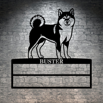 Personalized Shiba Inu Rosette Name Metal Sign. Custom Dog Champion Ribbon Display