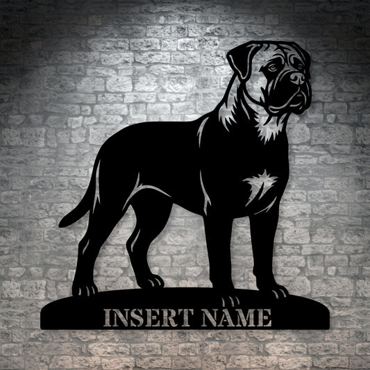 Personalized Bullmastiff Dog Name Metal Sign. Custom Dog Owner Wall Decor Gift