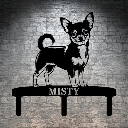 Personalized Chihuahua Garden Metal Sign With Stakes. Custom Dog Lover Name Gift