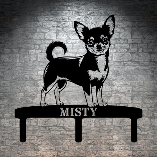 Personalized Chihuahua Garden Metal Sign With Stakes. Custom Dog Lover Name Gift