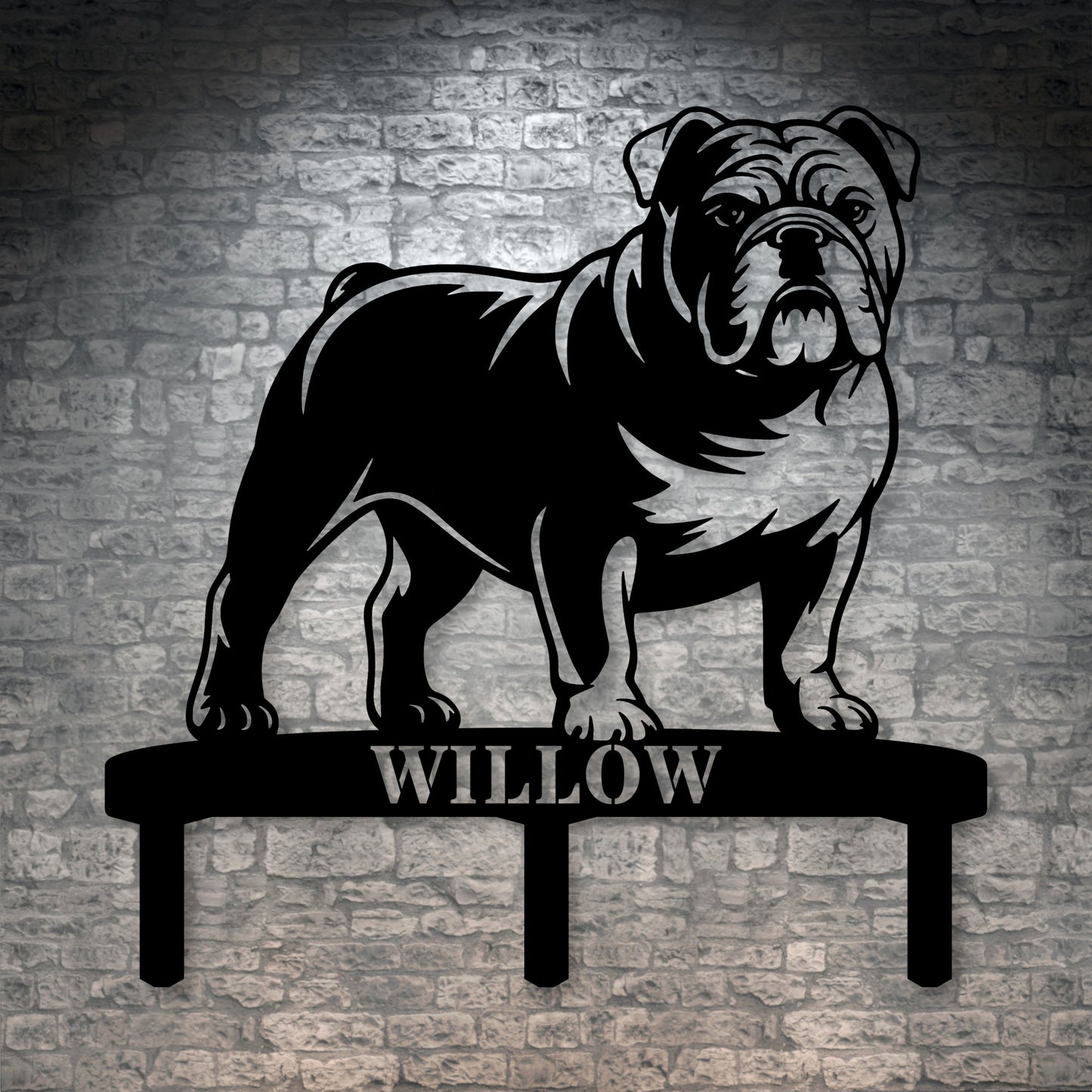 Personalized English Bulldog Garden Metal Sign With Stakes. Custom Dog Lover Name Gift