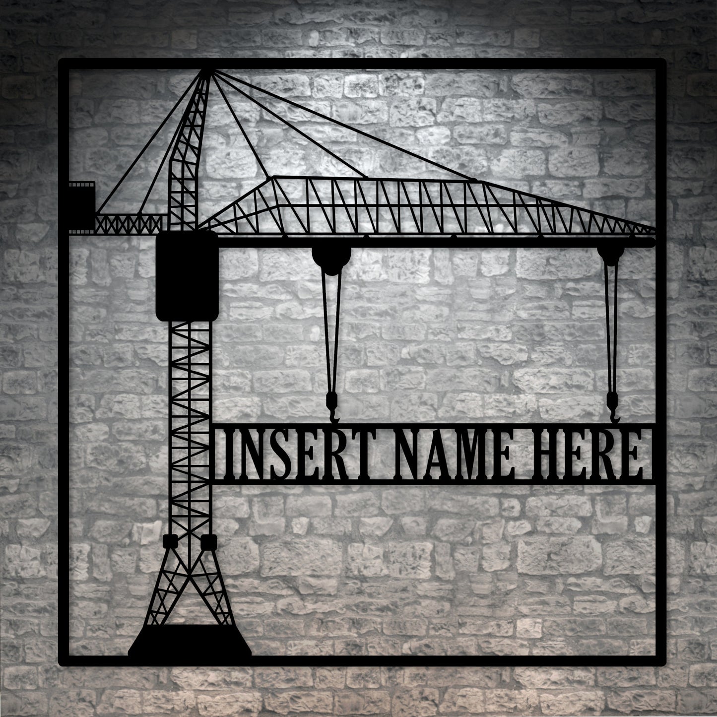 Personalized Crane Operator Name Metal Sign In Black