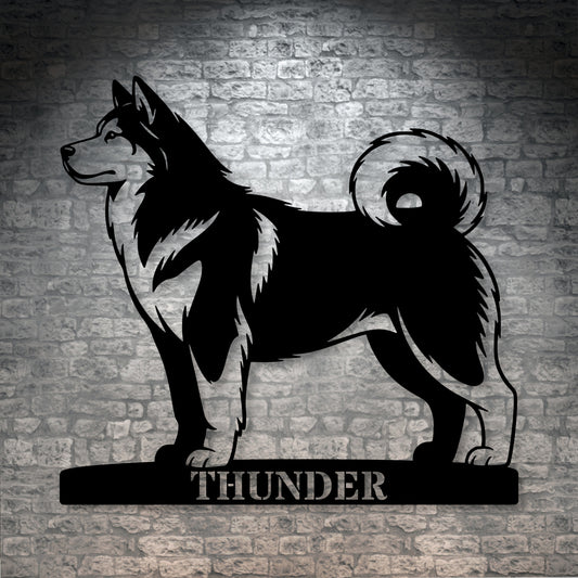 Personalized Alaskan Malamute Metal Sign. Custom Dog Owner Wall Decor Gift