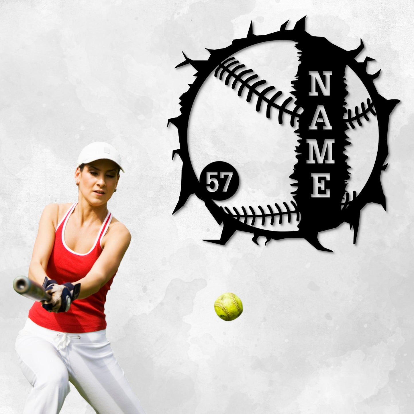 Personalized Baseball Breakthrough Name Metal Sign | Sports Name Wall Decor | Custom Softball Player Wall Hanging - Gift For Baseball Player