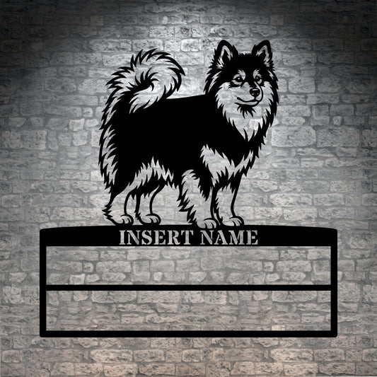 Personalized Finnish Lapphund Rosette Metal Sign. Custom Dog Name Champion Display