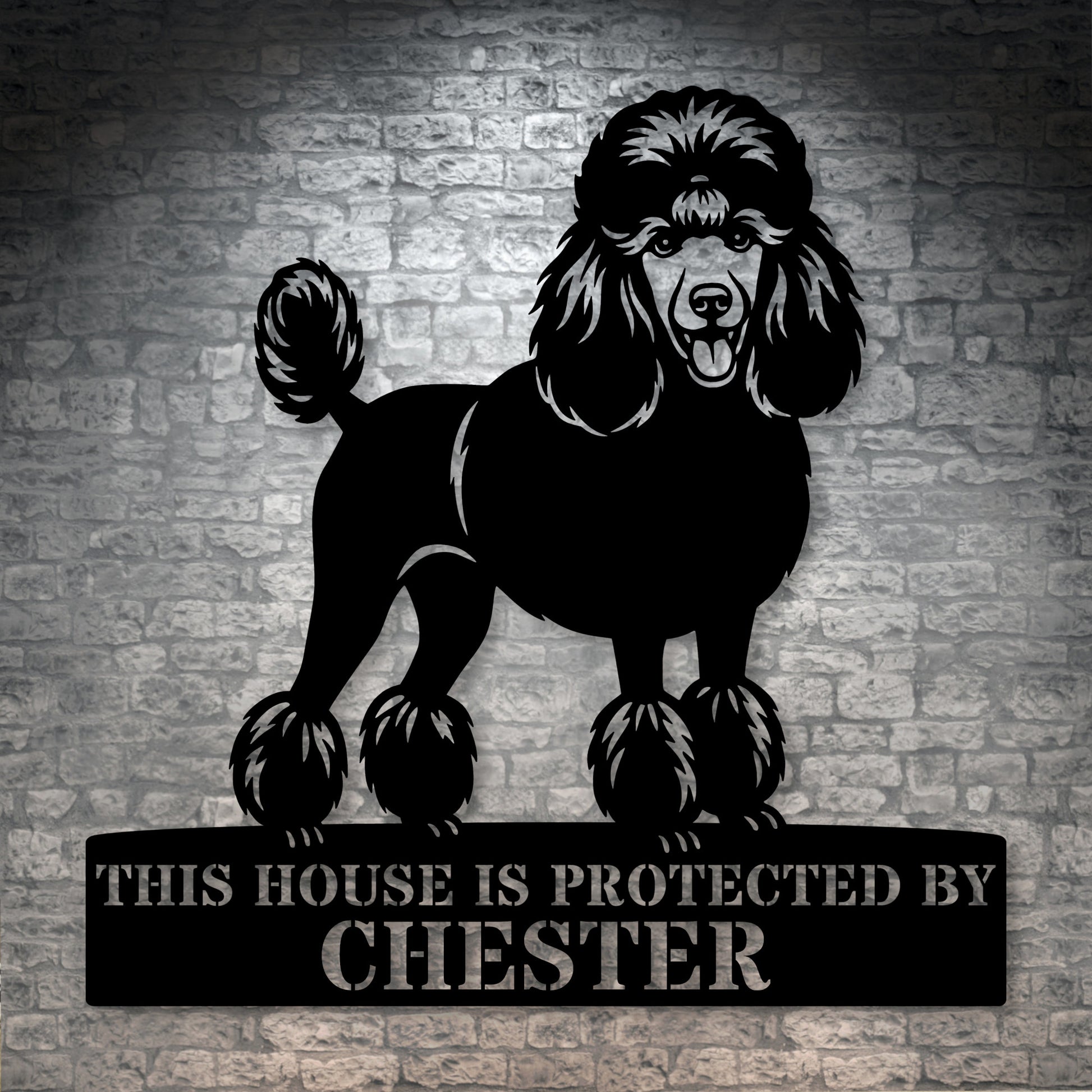 Poodle Personalized Guard Name Metal Sign. Custom Dog Protect Wall Decor