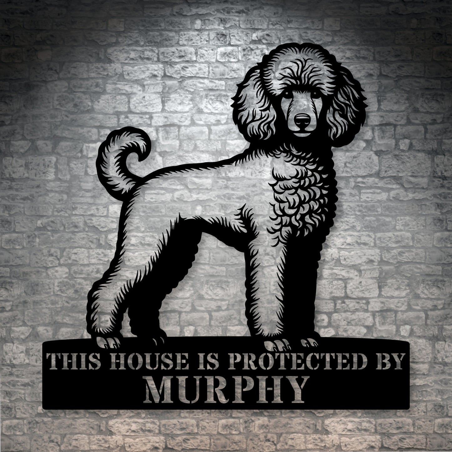 Personalized Poodle Dog Guard Metal Sign. Custom Dog Protect Name Wall Decor