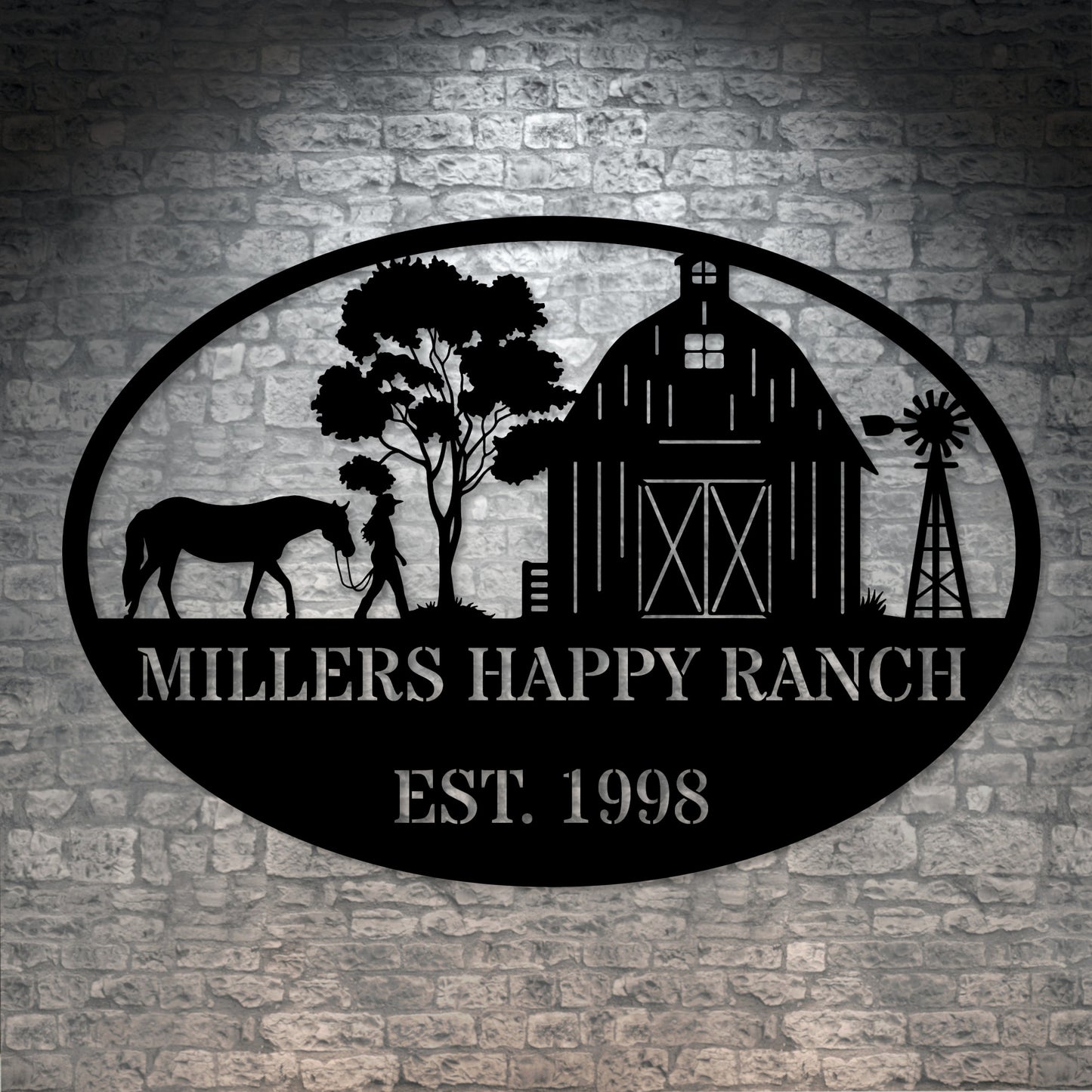 Personalized Barn Name Metal Sign In Black