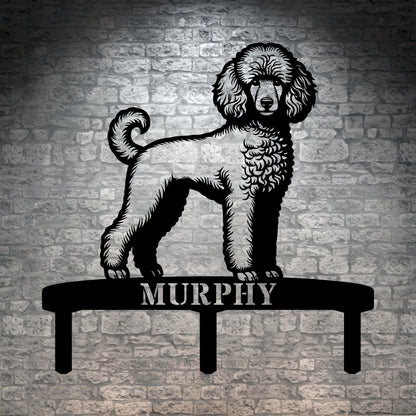 Personalized Poodle Garden Metal Sign With Stakes. Custom Dog Plaque Name Gift