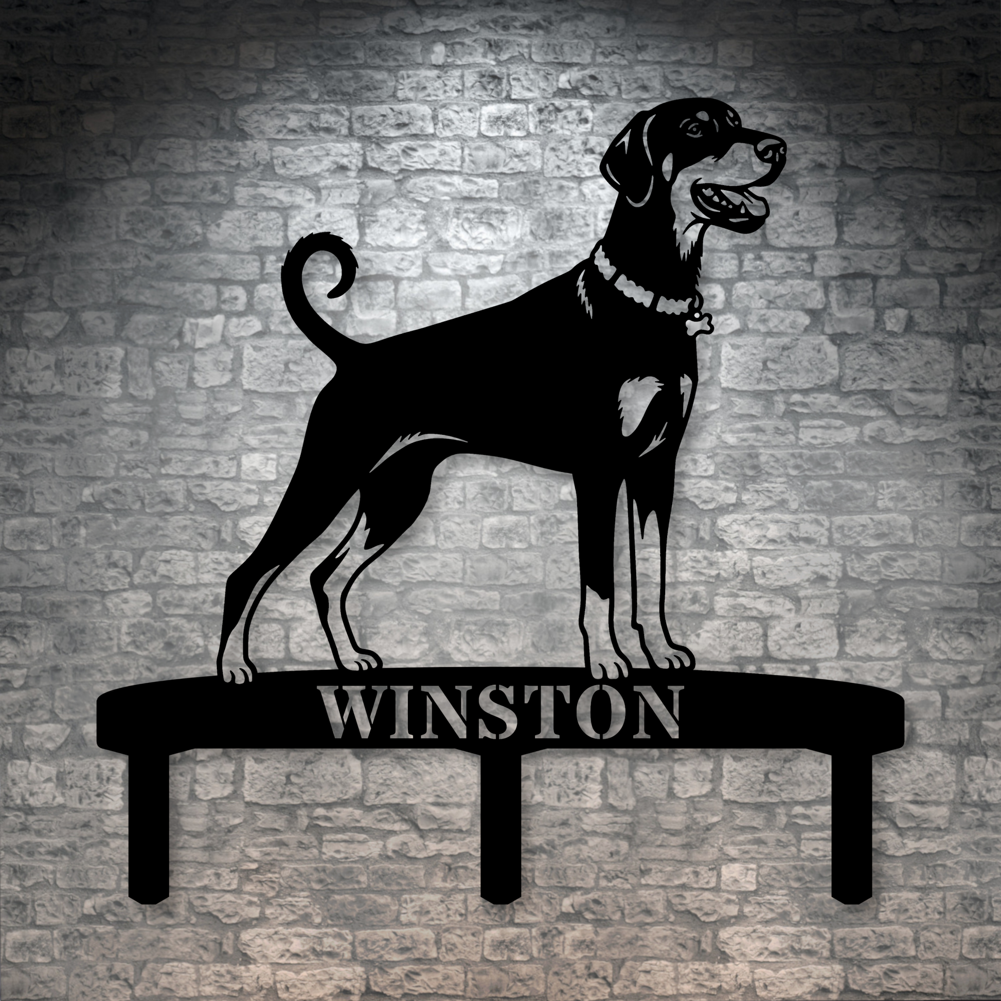 Personalized Dobermann Garden Metal Sign With Stakes. Custom Dog Lover Name Gift