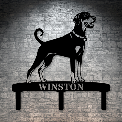 Personalized Dobermann Garden Metal Sign With Stakes. Custom Dog Lover Name Gift