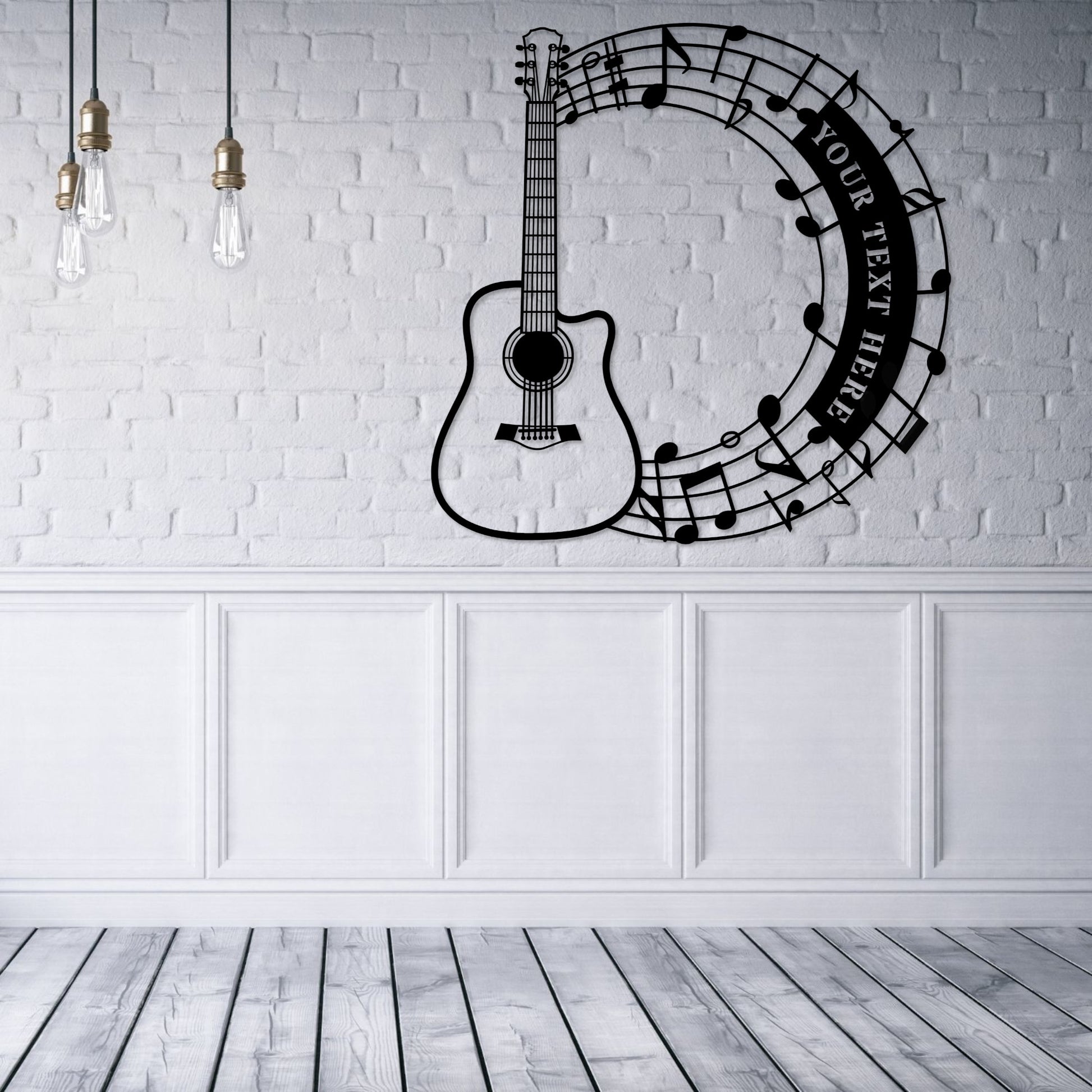 Personalized Acoustic Guitar In Notes Name Metal Sign Gift. Custom Guitarist Decor. Musician Entertainer Monogram. Musical Wall Hanging Gift