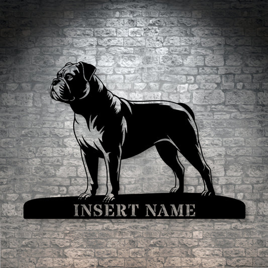 Personalized American Bulldog Metal Sign. Custom Dog Owner Wall Decor Gift