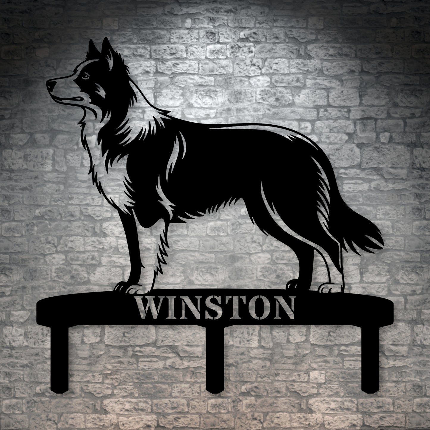 Personalized Border Collie Garden Metal Sign With Stakes. Custom Dog Lover Name Gift