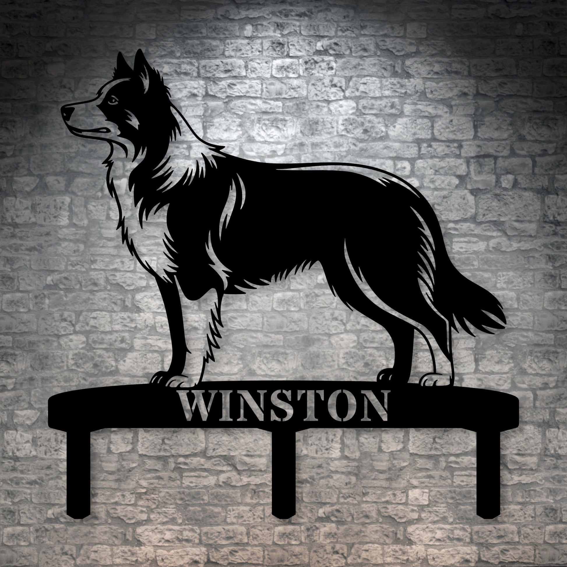 Personalized Border Collie Garden Metal Sign With Stakes. Custom Dog Lover Name Gift