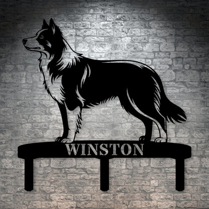Personalized Border Collie Garden Metal Sign With Stakes. Custom Dog Lover Name Gift