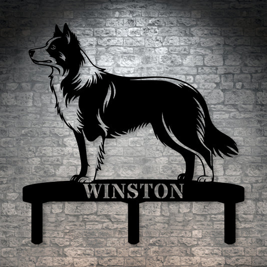 Personalized Border Collie Garden Metal Sign With Stakes. Custom Dog Lover Name Gift