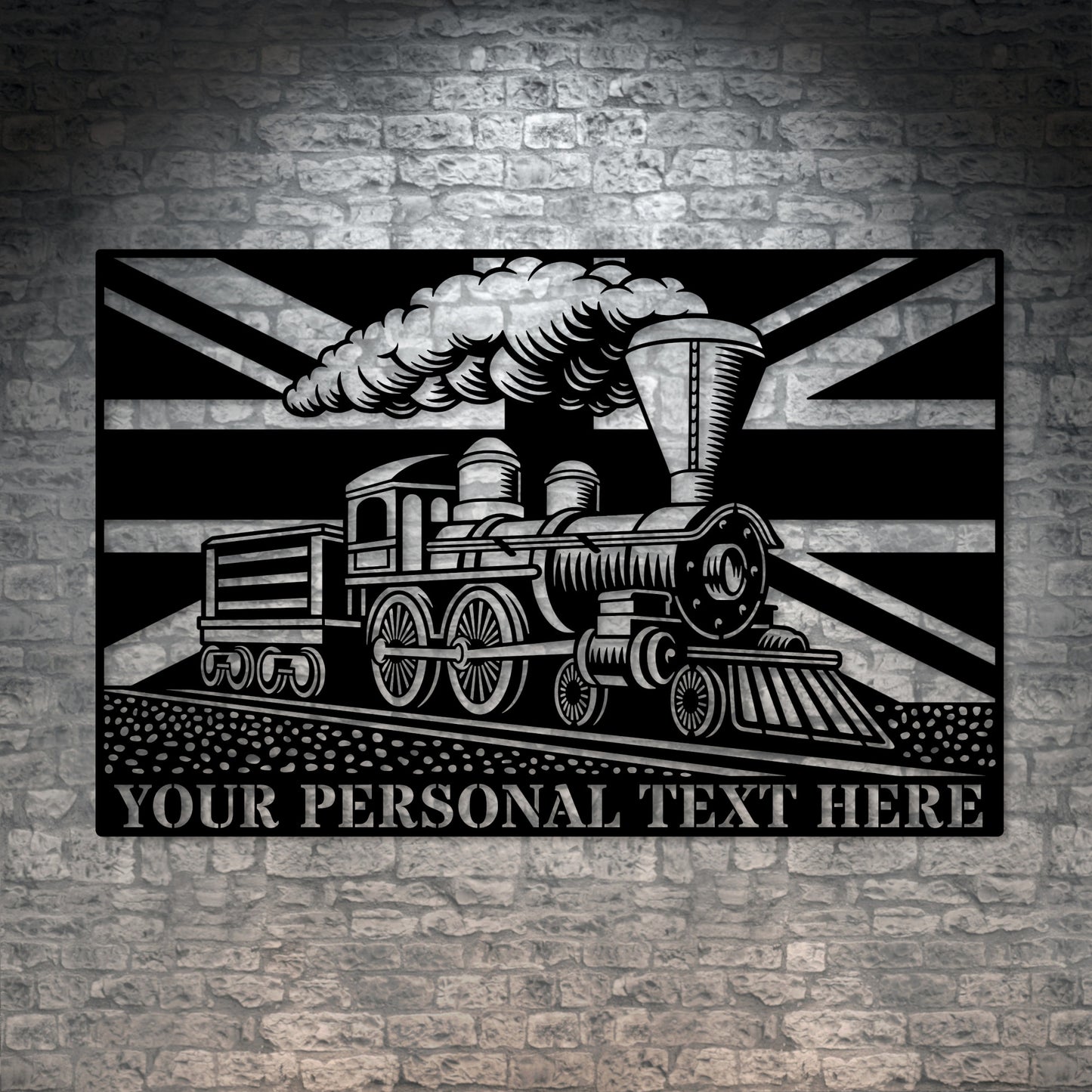 Personalized UK Steam Train Metal. Custom English Train Lover Wall Decor. English Locomotive Name Steel Sign. UK Steamtrain Operator Gift