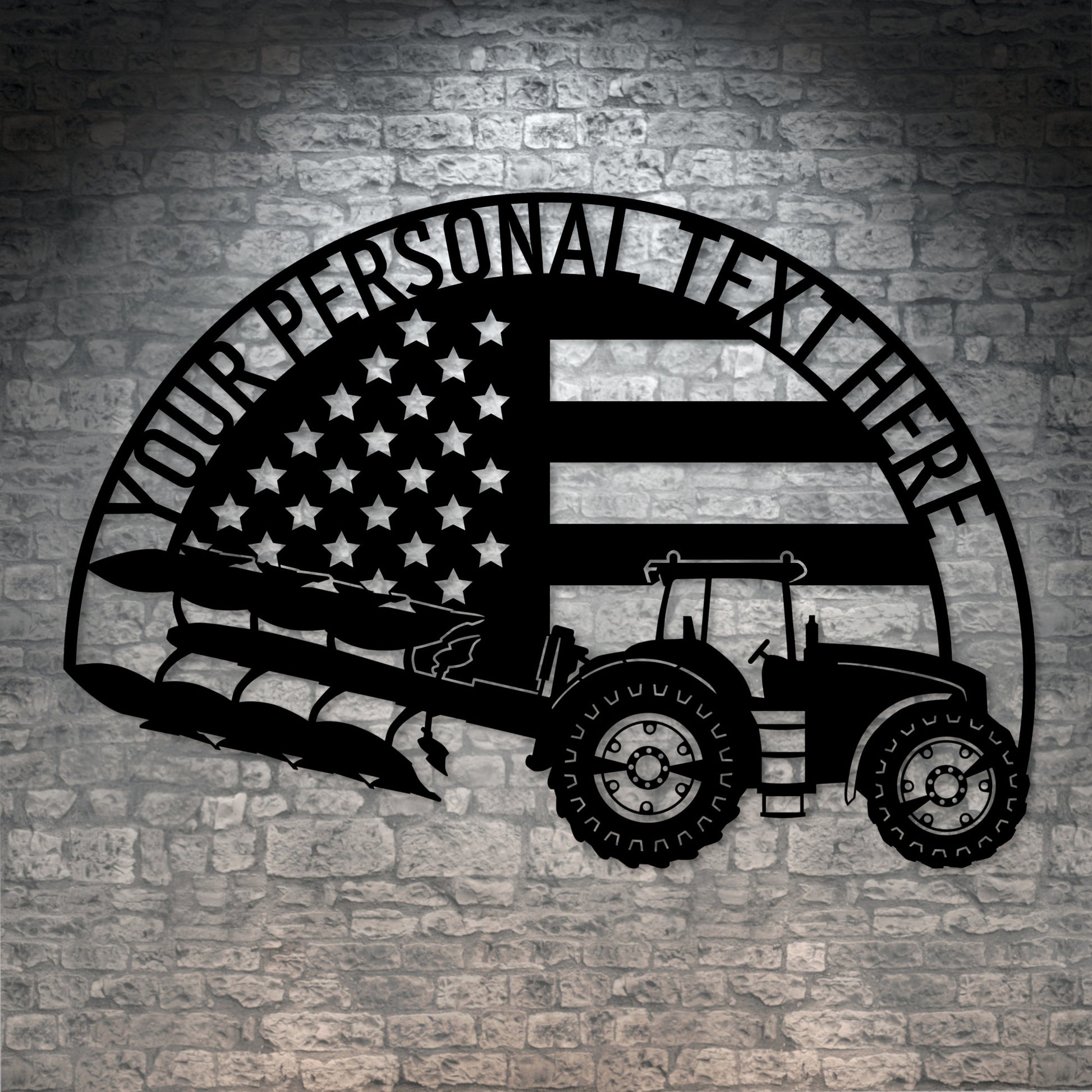 Personalized Patriotic Farming Metal Sign In Black