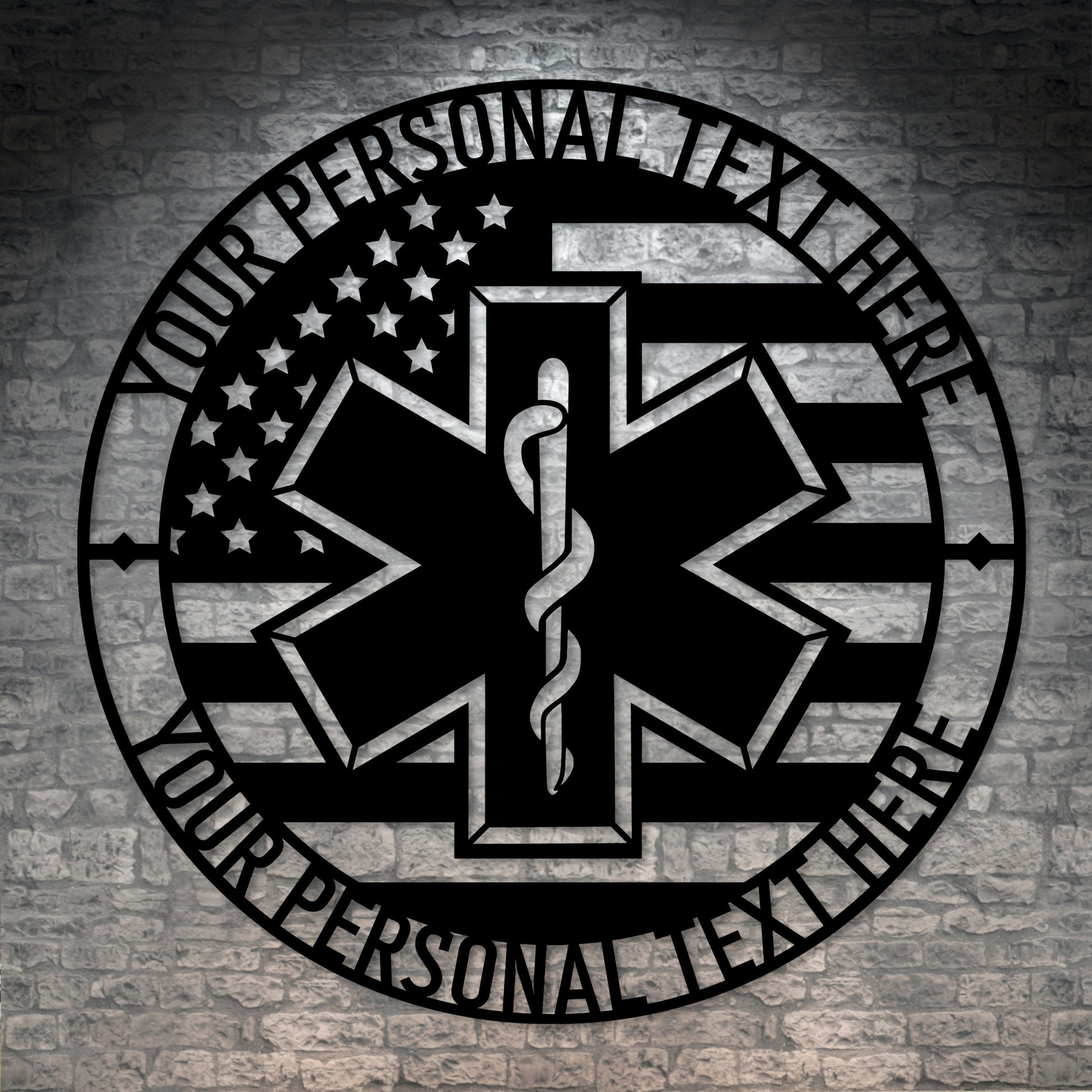 Personalized American First Responder Metal Sign In Blak