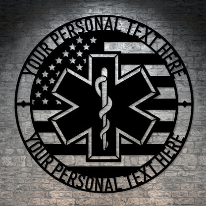 Personalized American First Responder Metal Sign In Blak