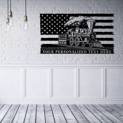 Railroad Personalized Name Metal Sign Gift. Railway Metal Wall Art Monogram. Custom Locomotive Name Steel Sign. US Steamtrain Operator Gift