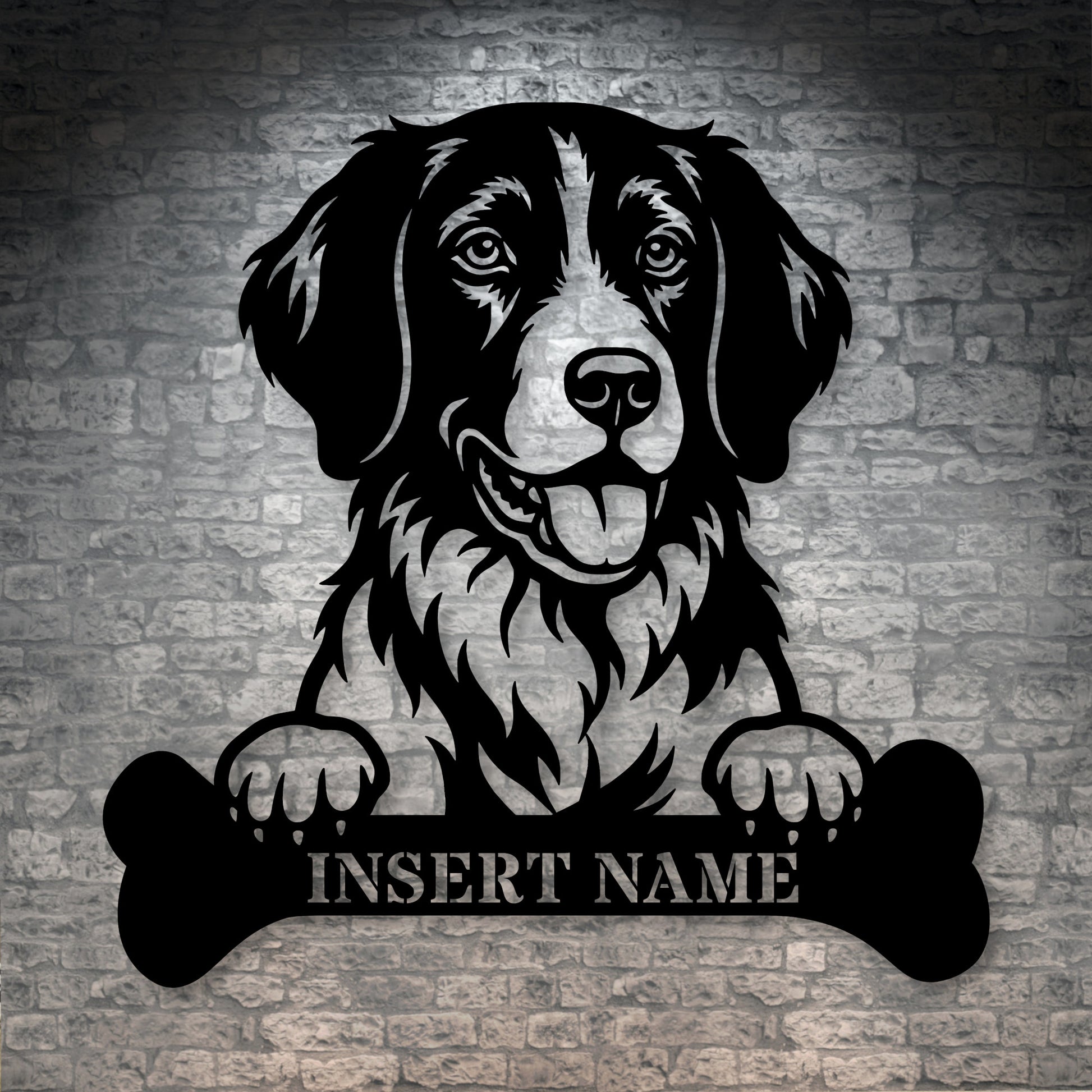 Personalized Small Munsterlander With Bone Metal Sign. Custom Dog Name Decor