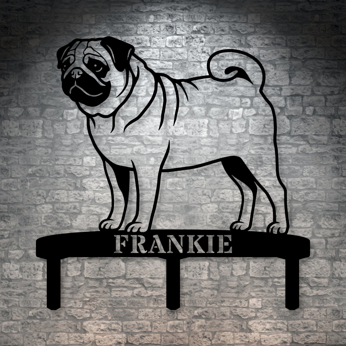 Personalized Pug Garden Metal Sign With Stakes. Custom Dog Name Remembrance Gift