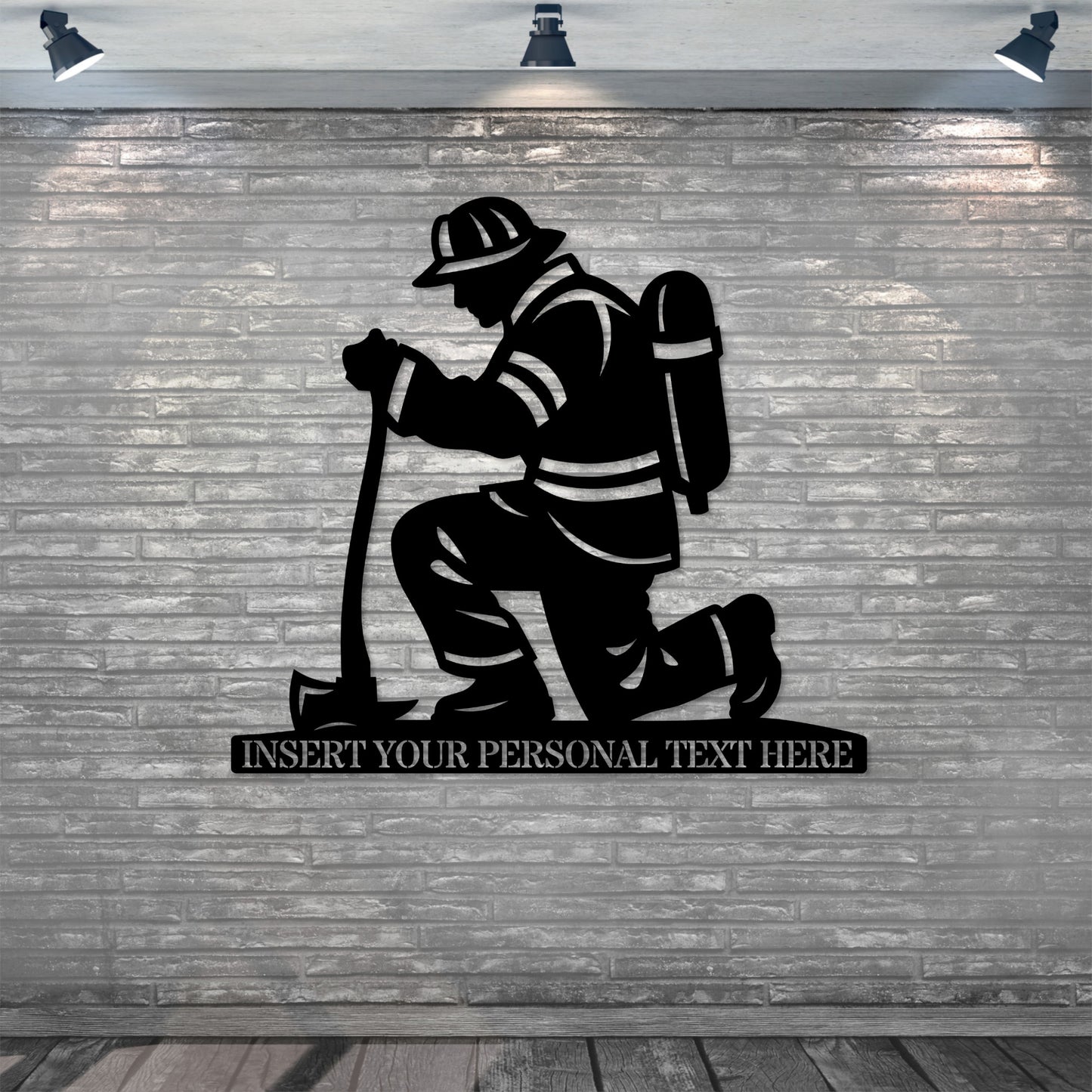 Personalized Kneeling Firefighter Metal Sign. Custom Fireman Memorial Wall Decor Gift. Remembrance Decoration. First Responder Wall Hanging