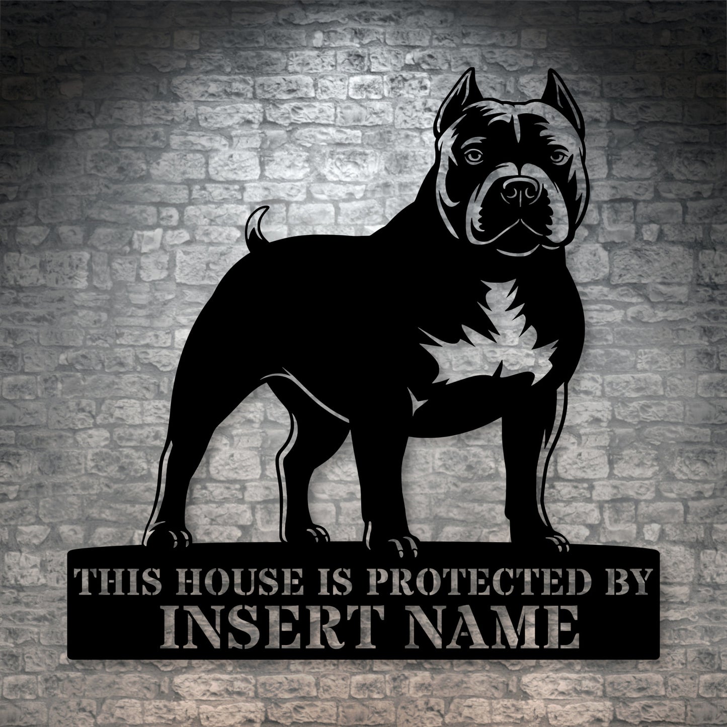 Personalized American Bully Guard Metal Sign. Custom Dog Name Wall Decor